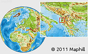 Physical Location Map of Lushnjë, within the entire country