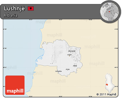 Classic Style Map of Lushnjë, single color outside