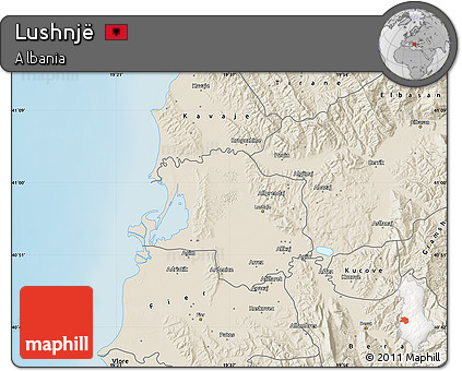 Shaded Relief Map of Lushnjë