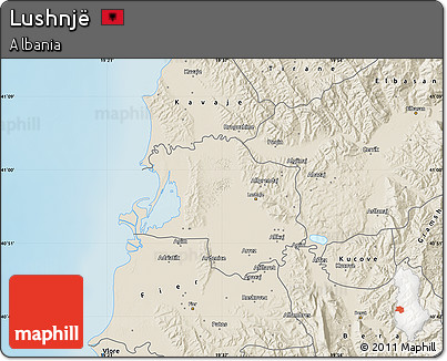 Shaded Relief Map of Lushnjë