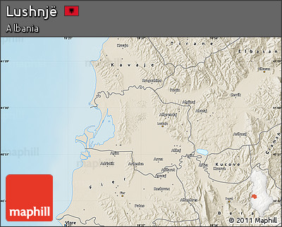 Shaded Relief Map of Lushnjë