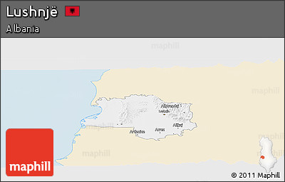 Classic Style Panoramic Map of Lushnjë, single color outside