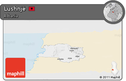 Classic Style Panoramic Map of Lushnjë, single color outside
