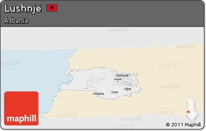 Classic Style Panoramic Map of Lushnjë, single color outside
