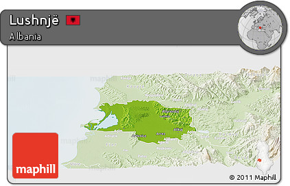 Physical Panoramic Map of Lushnjë, lighten