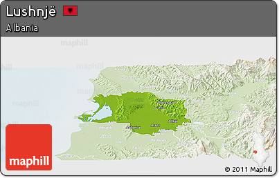 Physical Panoramic Map of Lushnjë, lighten