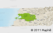 Physical Panoramic Map of Lushnjë, shaded relief outside