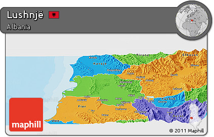 Political Panoramic Map of Lushnjë