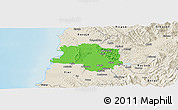 Political Panoramic Map of Lushnjë, shaded relief outside