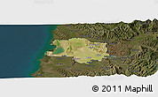 Satellite Panoramic Map of Lushnjë, darken