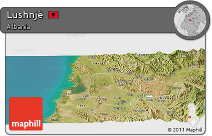 Satellite Panoramic Map of Lushnjë