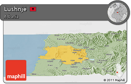 Savanna Style Panoramic Map of Lushnjë