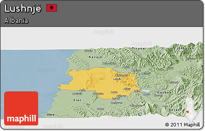 Savanna Style Panoramic Map of Lushnjë
