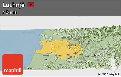 Savanna Style Panoramic Map of Lushnjë