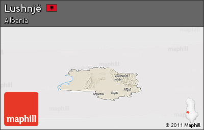 Shaded Relief Panoramic Map of Lushnjë, cropped outside