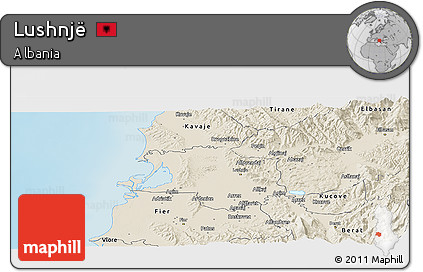 Shaded Relief Panoramic Map of Lushnjë