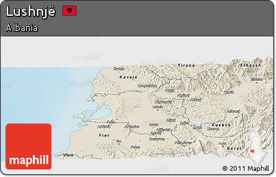 Shaded Relief Panoramic Map of Lushnjë