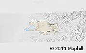 Shaded Relief Panoramic Map of Lushnjë, lighten, desaturated
