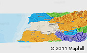 Shaded Relief Panoramic Map of Lushnjë, political outside