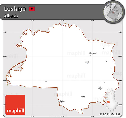 Classic Style Simple Map of Lushnjë, cropped outside
