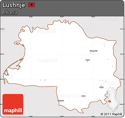 Classic Style Simple Map of Lushnjë, cropped outside