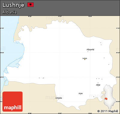 Classic Style Simple Map of Lushnjë, single color outside