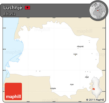 Classic Style Simple Map of Lushnjë, single color outside