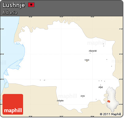 Classic Style Simple Map of Lushnjë, single color outside