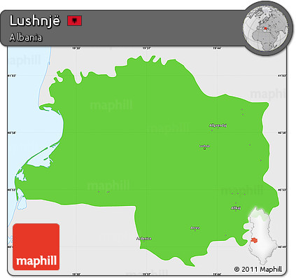 Political Simple Map of Lushnjë, single color outside