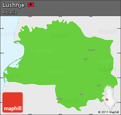 Political Simple Map of Lushnjë, single color outside