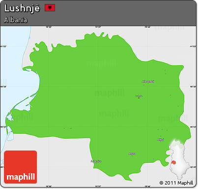 Political Simple Map of Lushnjë, single color outside