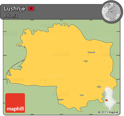 Savanna Style Simple Map of Lushnjë, cropped outside