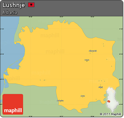 Savanna Style Simple Map of Lushnjë, single color outside