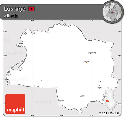 Silver Style Simple Map of Lushnjë, cropped outside