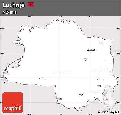 Silver Style Simple Map of Lushnjë, cropped outside