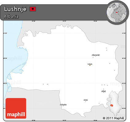 Silver Style Simple Map of Lushnjë, single color outside