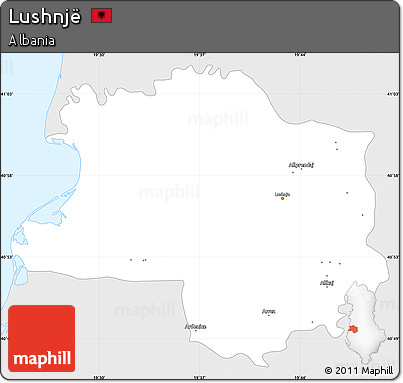 Silver Style Simple Map of Lushnjë, single color outside