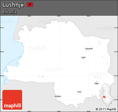 Silver Style Simple Map of Lushnjë, single color outside