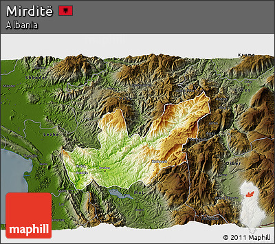 Physical 3D Map of Mirditë, darken