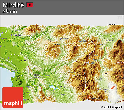Physical 3D Map of Mirditë