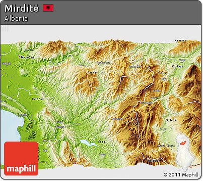 Physical 3D Map of Mirditë