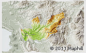 Physical 3D Map of Mirditë, lighten, semi-desaturated