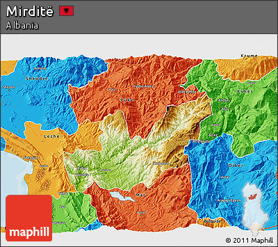 Physical 3D Map of Mirditë, political outside