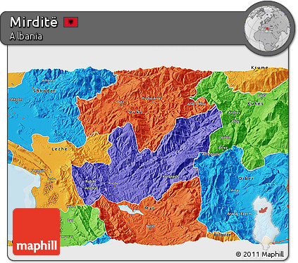 Political 3D Map of Mirditë