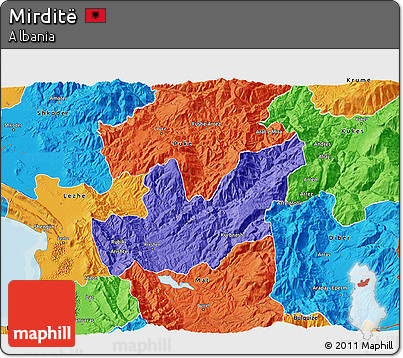 Political 3D Map of Mirditë