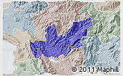 Political 3D Map of Mirditë, lighten, semi-desaturated