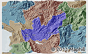 Political 3D Map of Mirditë, semi-desaturated