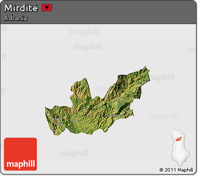 Satellite 3D Map of Mirditë, cropped outside