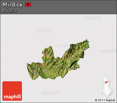 Satellite 3D Map of Mirditë, cropped outside