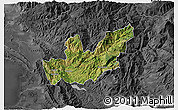 Satellite 3D Map of Mirditë, darken, desaturated